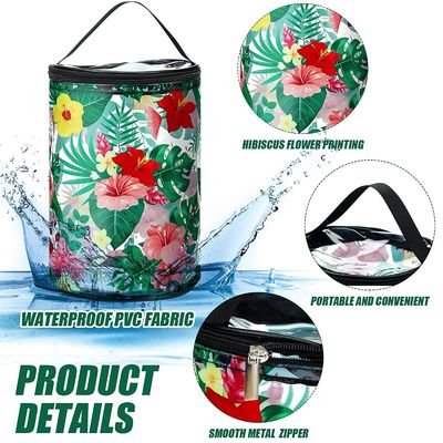 Borsa cosmetica del PVC della chiara della spiaggia di trucco della borsa borsa impermeabile dell'articolo da toeletta con floreale hawaiano della barca a vela della tartaruga di sopravvivenza della spiaggia