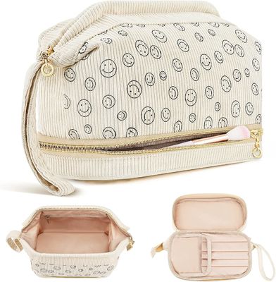 Borsa acqua-resisitant durevole molle di trucco di viaggio, grande doppio strato comporre borsa cosmetica per le donne