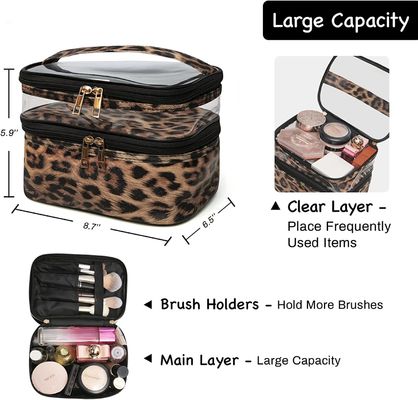 Borsa cosmetica impermeabile di trucco di viaggio della borsa di doppio strato per le casse di cosmetici delle donne