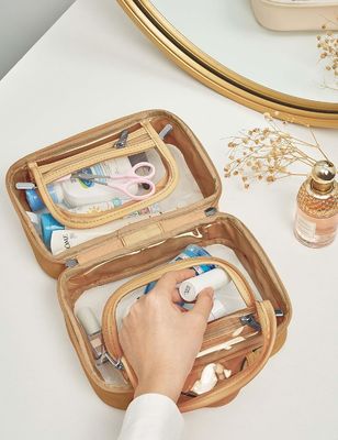 Chiara borsa di trucco di 2 strati di viaggio della borsa impermeabile leggera dell'articolo da toeletta con la chiusura lampo