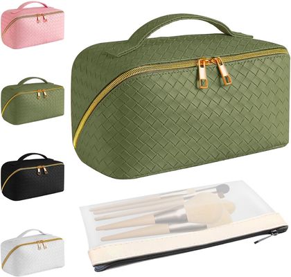 Borsa cosmetica in PU durevole multifunzionale e impermeabile con cerniera
