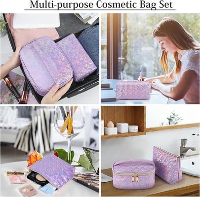 Borsa cosmetica morbida in pelle PU Custodia impermeabile Borsa da viaggio per trucco portatile