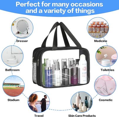 Grande borsa da viaggio trasparente trasparente impermeabile in PVC per borse da toilette