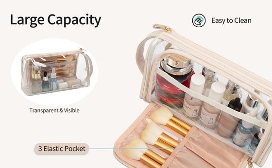 Custodia cosmetica trasparente Borsa da toilette con cerniera per trucco da viaggio con manico
