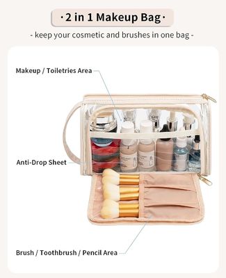 Custodia cosmetica trasparente Borsa da toilette con cerniera per trucco da viaggio con manico