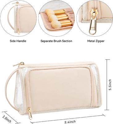 Custodia cosmetica trasparente Borsa da toilette con cerniera per trucco da viaggio con manico