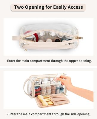 Custodia cosmetica trasparente Borsa da toilette con cerniera per trucco da viaggio con manico