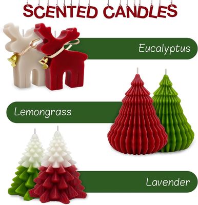 Candele profumate di Natale Set regalo Alce e albero di Natale in forma di cera di soia fatta a mano Xmas Aromaterapia candela