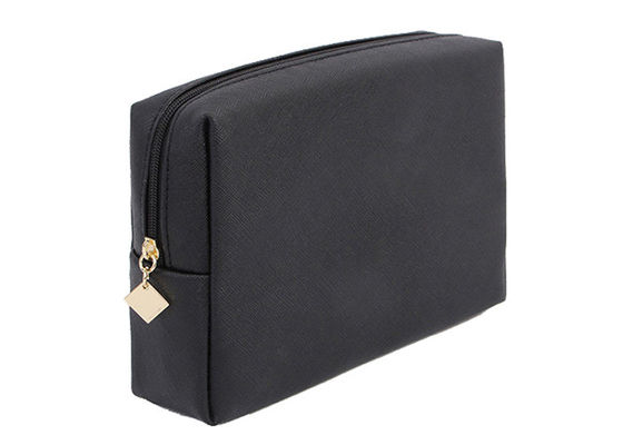 Piccola borsa cosmetica nera di progettazione semplice, borsa nera di viaggio di trucco per le ragazze