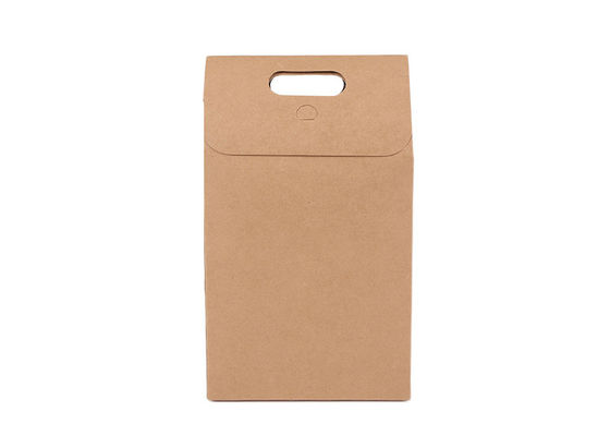 Il regalo di carta kraft di Brown di Natale insacca il sacco di carta del quadrato del pranzo con le maniglie